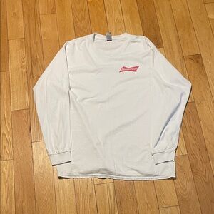 Gildan White Long Sleeve Tee with Red Logo